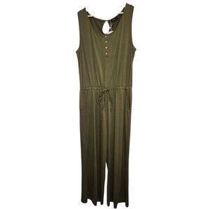 Yibock Olive Green Sleeveless Jumpsuit